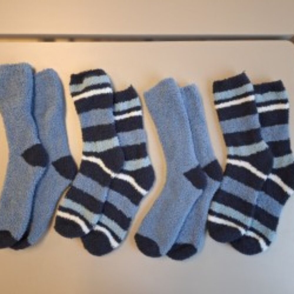 Men's Fuzzy Socks Bundle of 4. Microfiber Plush. Sleeping Socks. Soft.